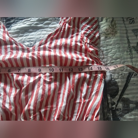 LOFT Red and White Striped Jumpsuit - Picture 8 of 9